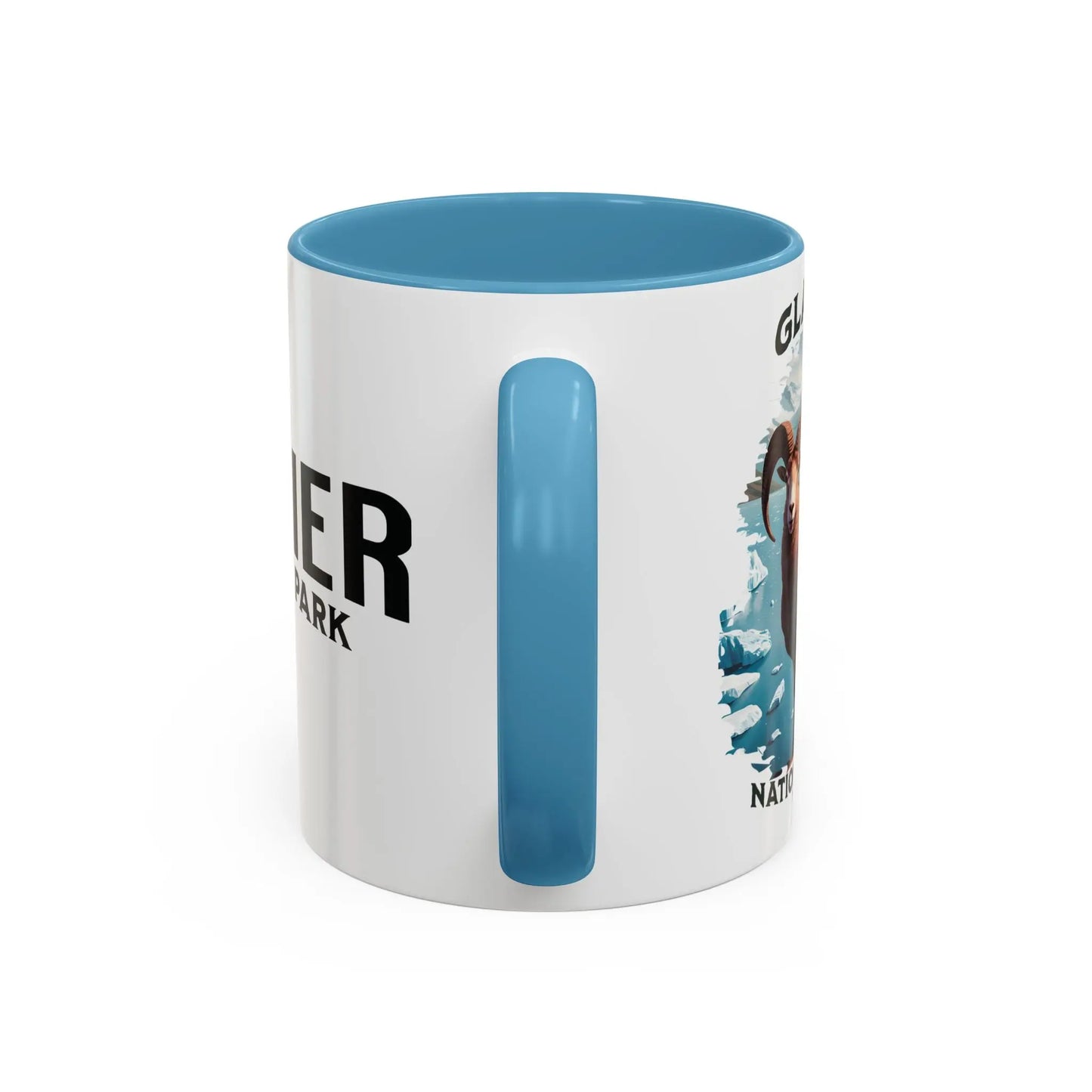 Glacier National Park Big Horned Sheep Accent Coffee Mug 11oz 15oz Blue Black Pink Red - Park Service Apparel