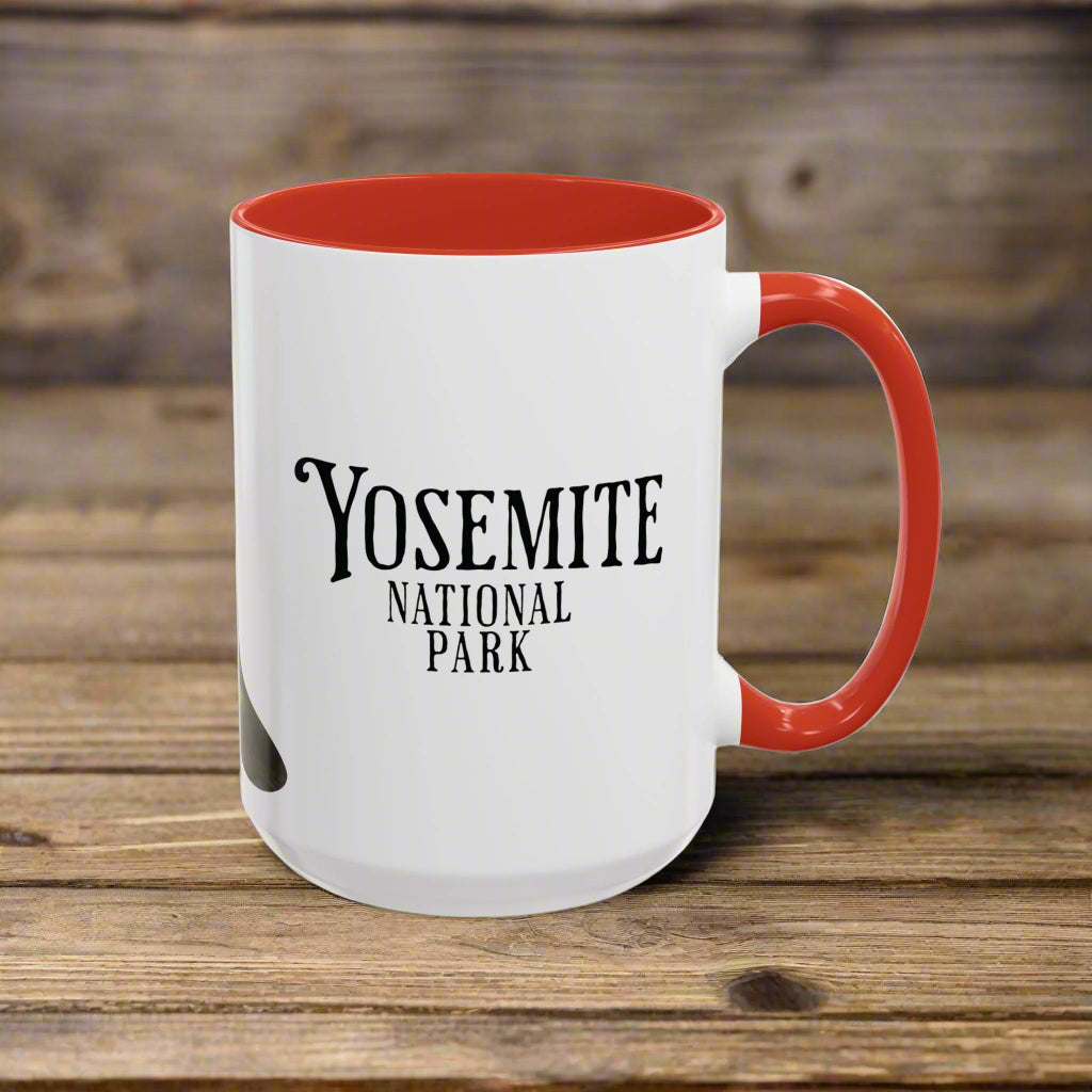 Yosemite National Park Colored Coffee Mug 11oz 15oz Colorful Mountain Cup Light Blue, Navy, Black, Pink, Red Printify