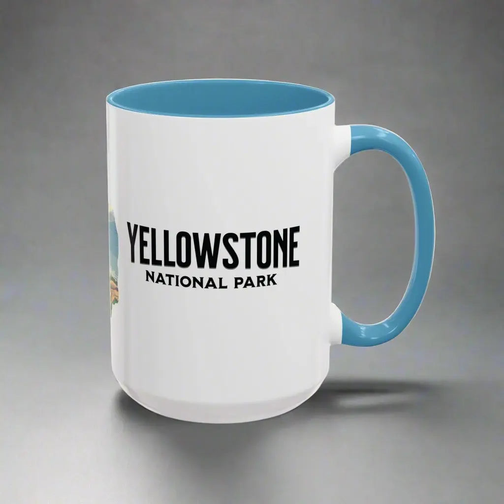 Yellowstone National Park Buffalo old Faithful Geyser Accent Coffee Mug 11oz 15oz Blue Black Pink Red - Park Service Apparel
