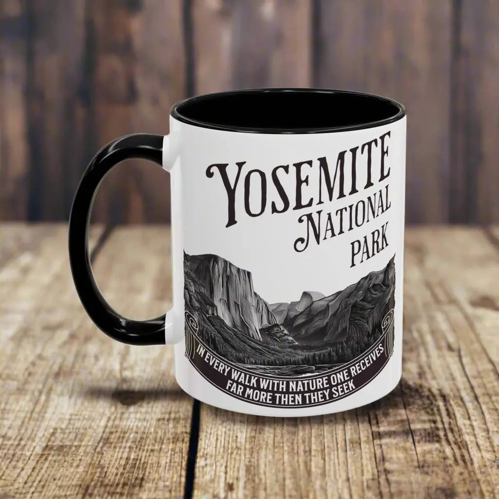 Yosemite National Park Coffee Mug 11oz 15oz Walk With Nature John Muir Quote Blue Black Pink Red - Park Service Apparel