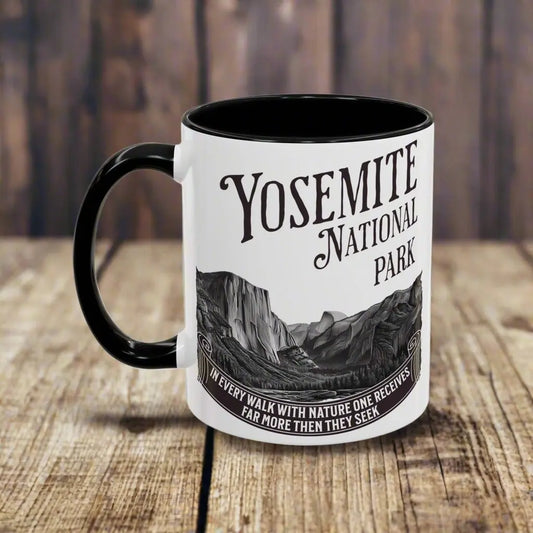 Yosemite National Park Coffee Mug 11oz 15oz Walk With Nature John Muir Quote Blue Black Pink Red - Park Service Apparel
