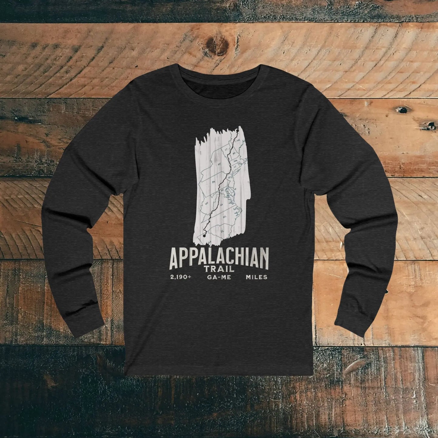 Appalachian National Scenic Trail Unisex Fit Long Sleeve T-shirt AT White Blaze Map - Park Service Apparel