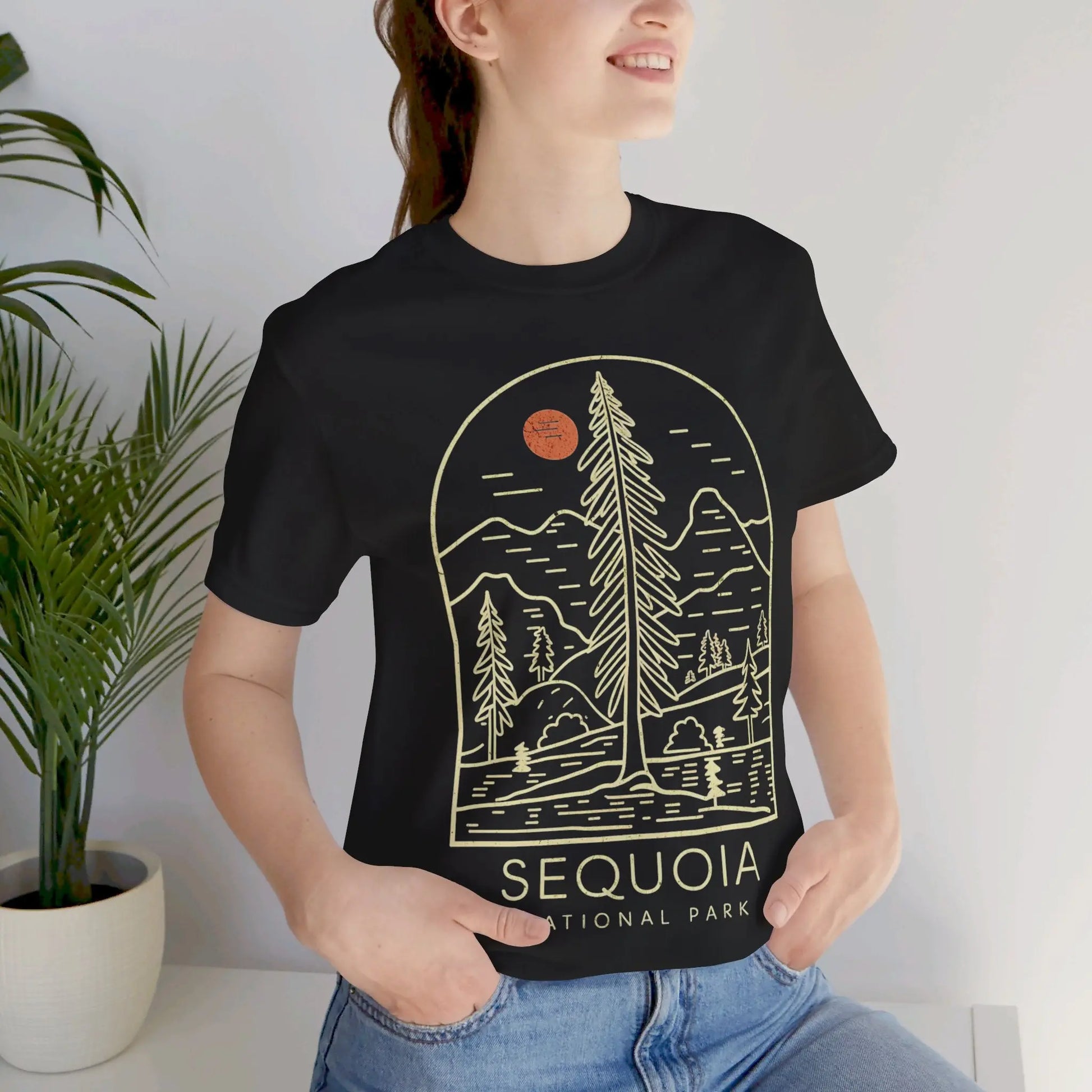 Sequoia National Park Unisex Fit Soft T-Shirt Big Tree Line Art - Park Service Apparel