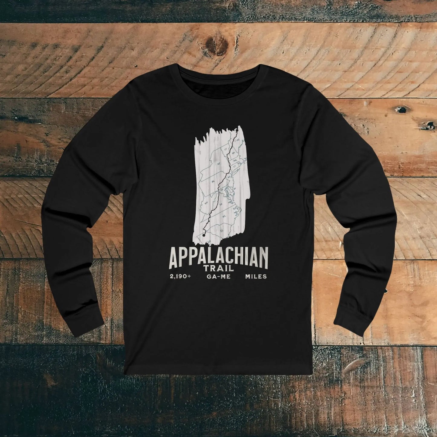 Appalachian National Scenic Trail Unisex Fit Long Sleeve T-shirt AT White Blaze Map - Park Service Apparel