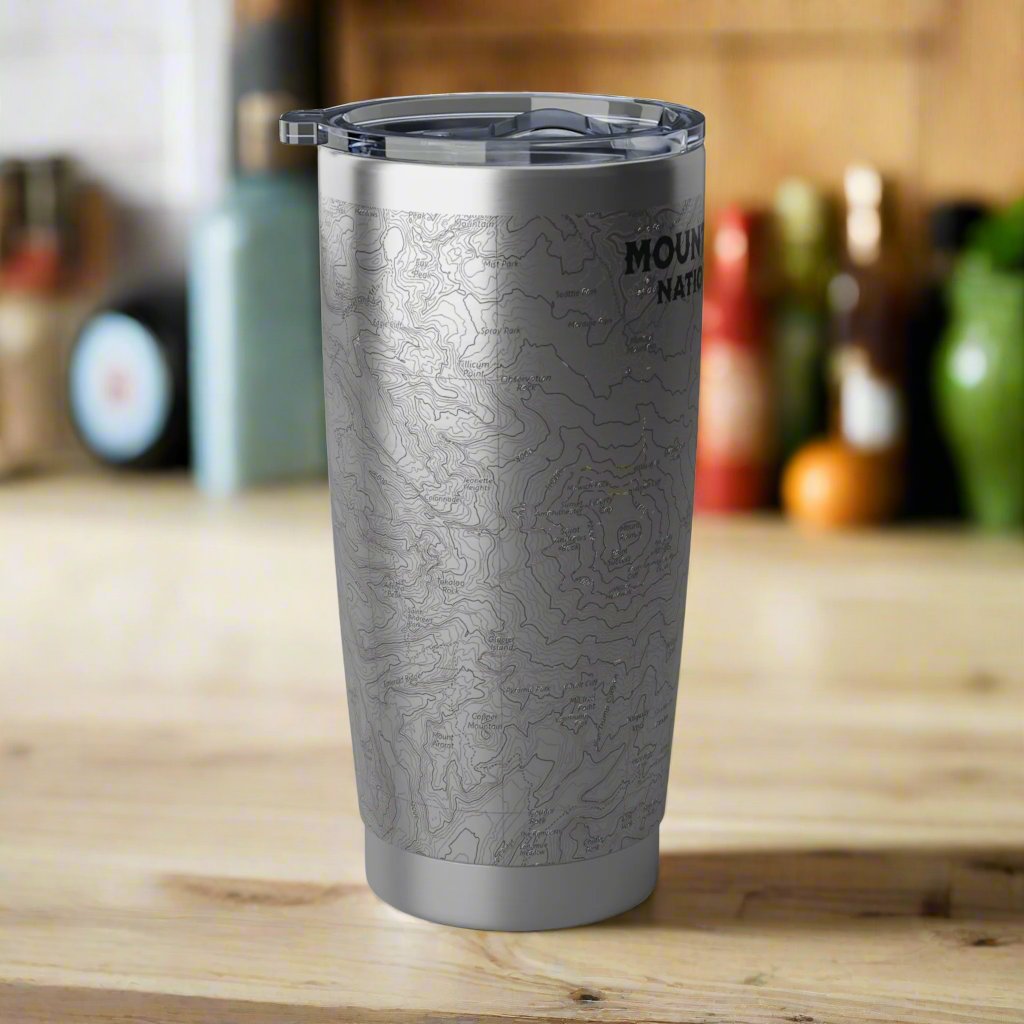 Mount Rainier Topographic Tumbler 20oz USGS National Park Map Print Printify
