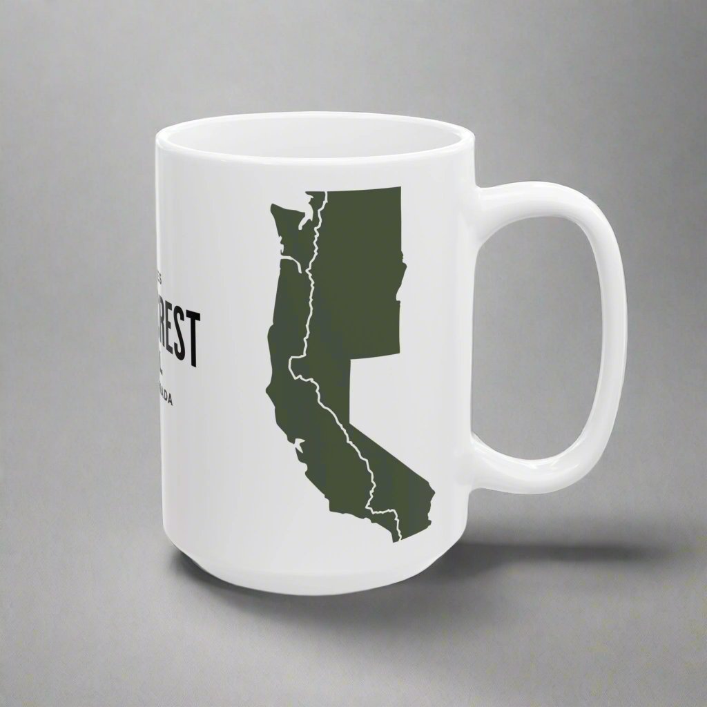 Pacific Crest Trail Classic Trail Marker Coffee Mug 11oz, 15oz Blue Black Pink Red Navy Mexico To Canada Map Printify