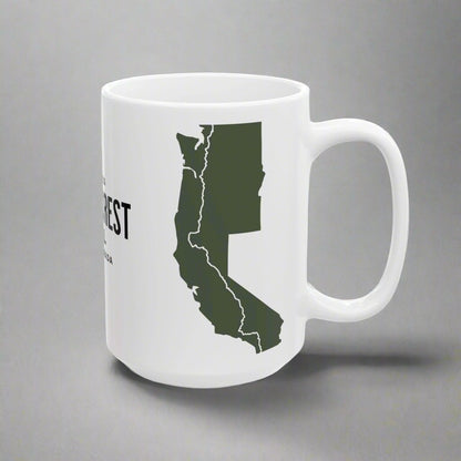 Pacific Crest Trail Classic Trail Marker Coffee Mug 11oz, 15oz Blue Black Pink Red Navy Mexico To Canada Map Printify