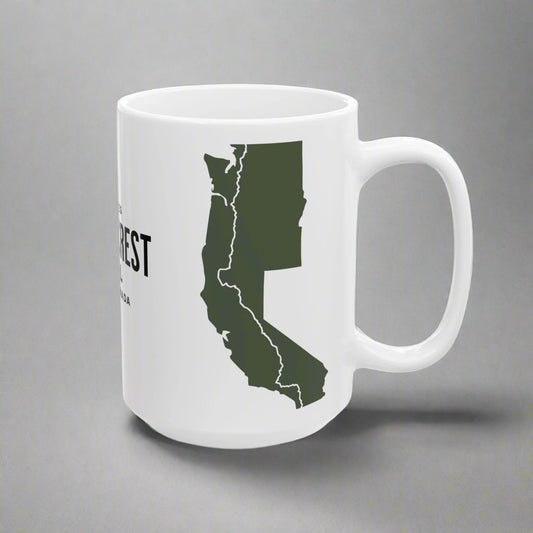 Pacific Crest Trail Classic Trail Marker Coffee Mug 11oz, 15oz Blue Black Pink Red Navy Mexico To Canada Map Printify