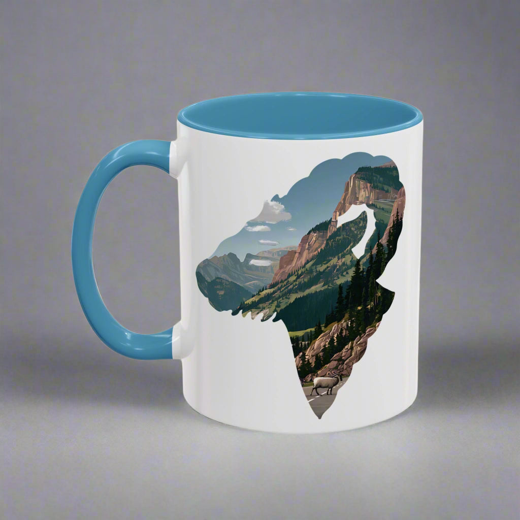 Glacier National Park Big Horned Sheep Colored Coffee Mug 11oz 15oz Cup Going To The Sun Road Printify