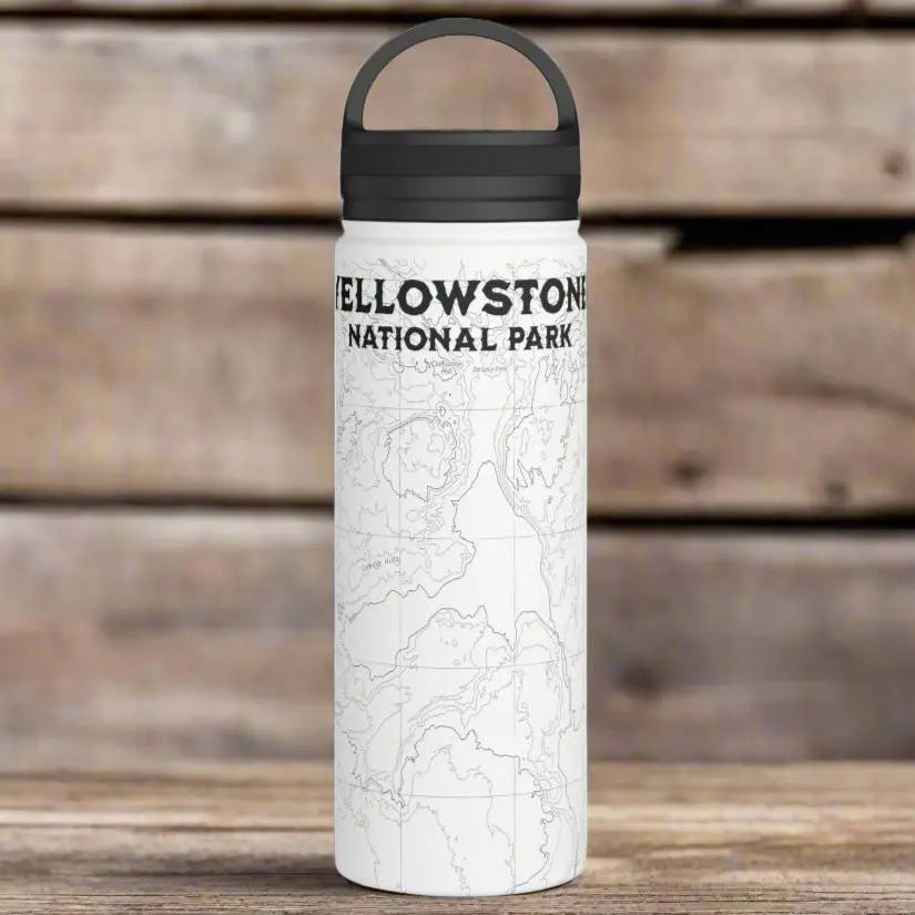 Yellowstone National Park Topographic Stainless Steel Water Bottle (3 Lid Options, 3 sizes) - Park Service Apparel