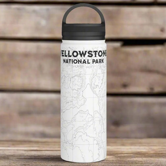 Yellowstone National Park Topographic Stainless Steel Water Bottle (3 Lid Options, 3 sizes) - Park Service Apparel