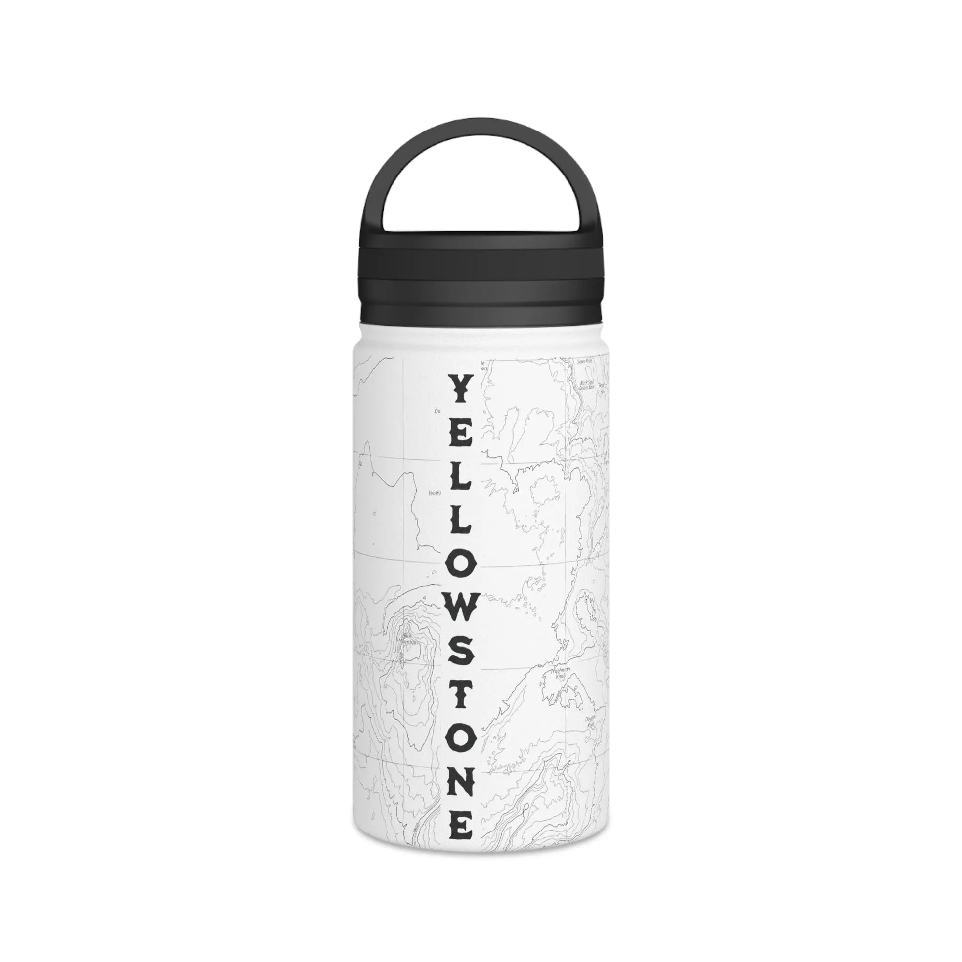 Yellowstone National Park Topographic Stainless Steel Water Bottle (3 Lid Options, 3 sizes) - Park Service Apparel