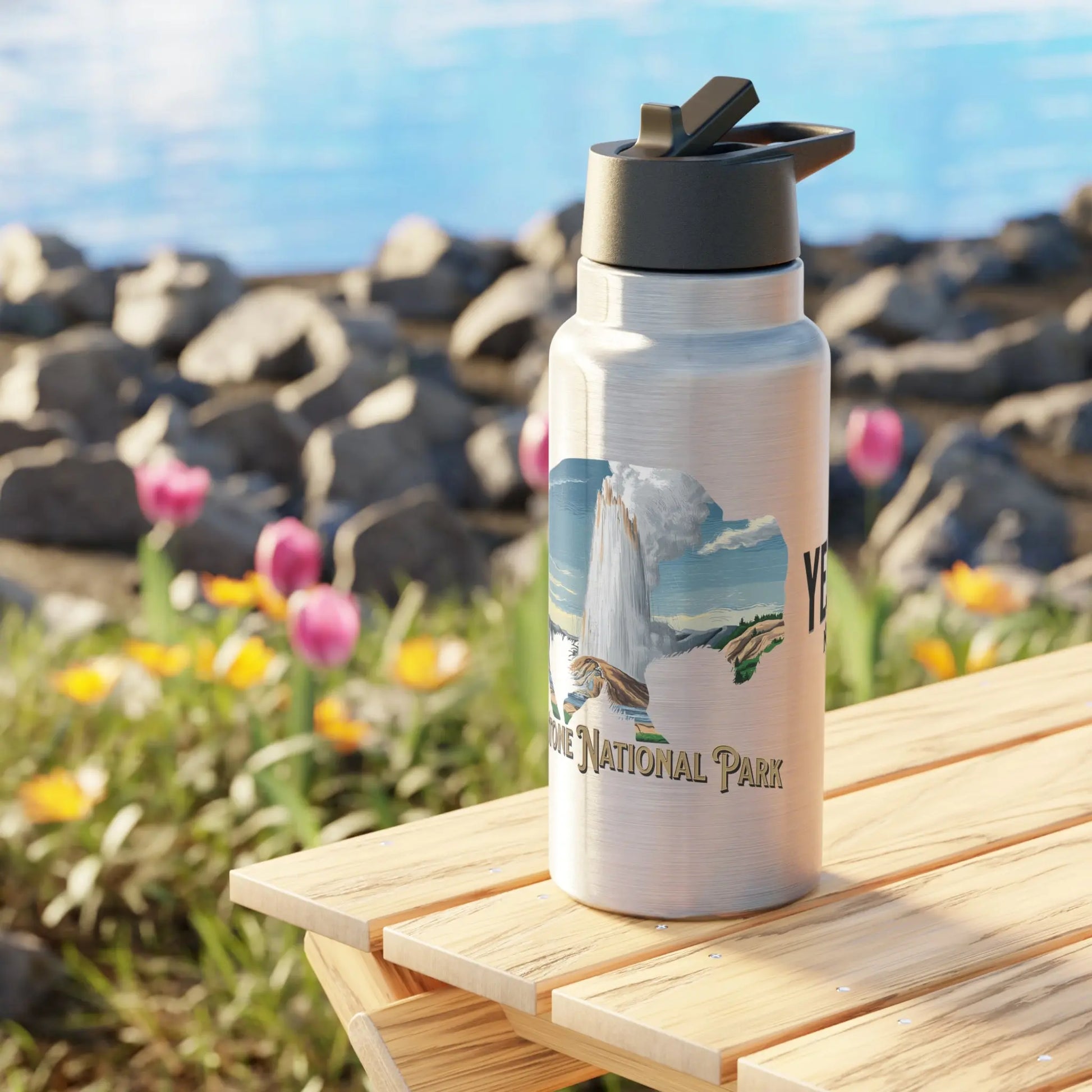 Yellowstone National Park Insulated Water Bottle Tumbler 32oz Buffalo Geyser - Park Service Apparel