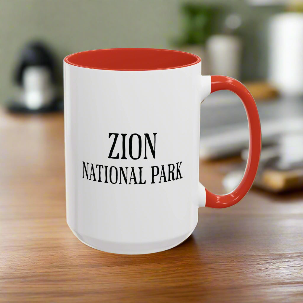 Zion National Park Mountain Lion Colored Coffee Mug 11oz 15oz Utah Canyon Coffee Cup Light Blue, Navy, Black, Pink, Red Printify