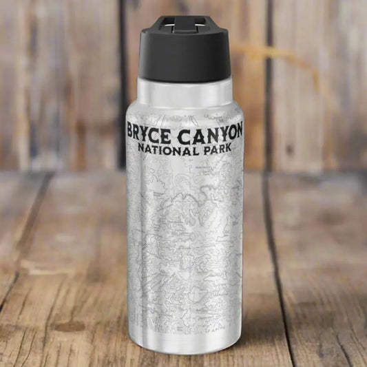 Bryce Canyon National Park Topographic Insulated Water Bottle Tumbler 32oz USGS Map Print - Park Service Apparel