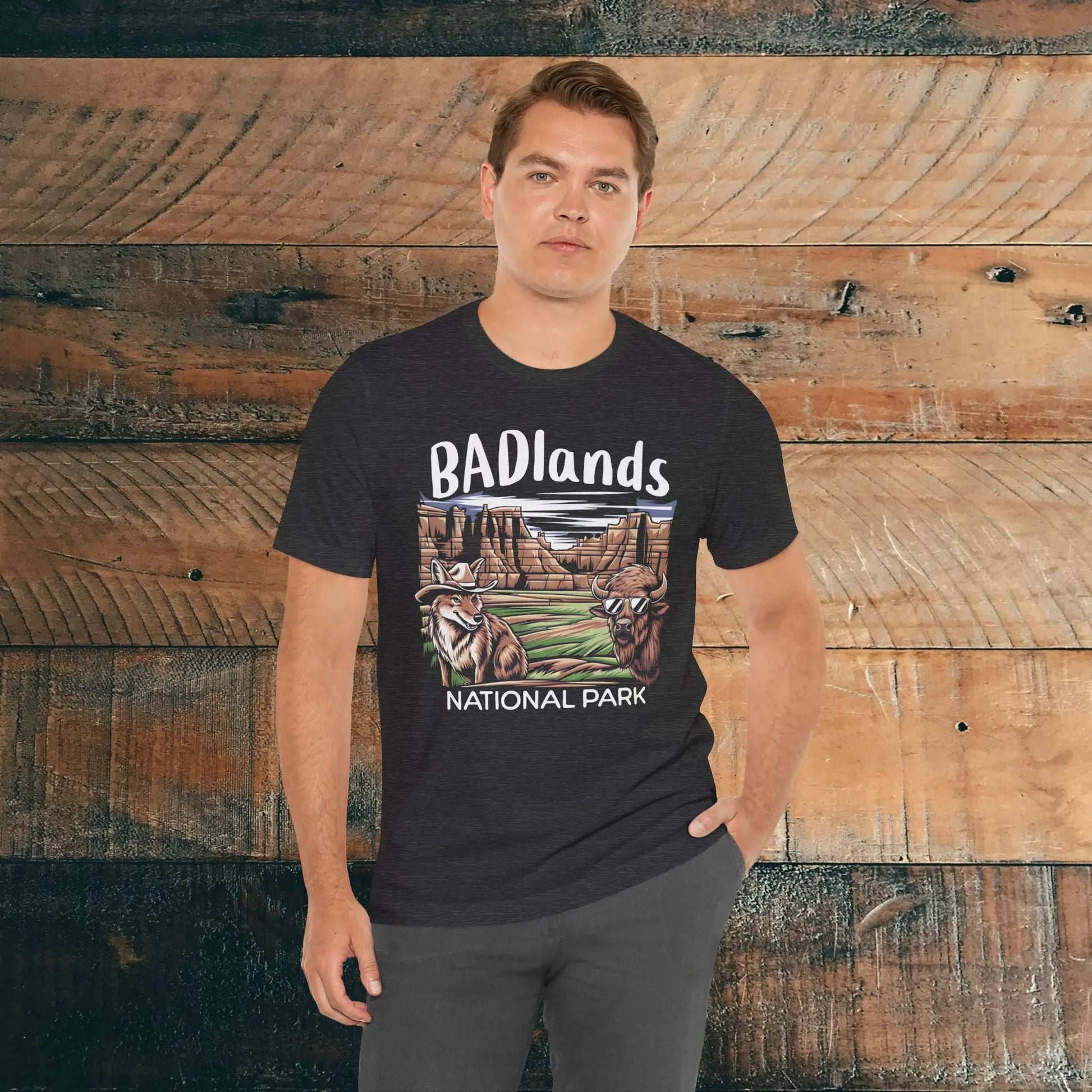 Bad Badlands National Park Unisex Fit Soft T-shirt Buffalo Coyote - Park Service Apparel
