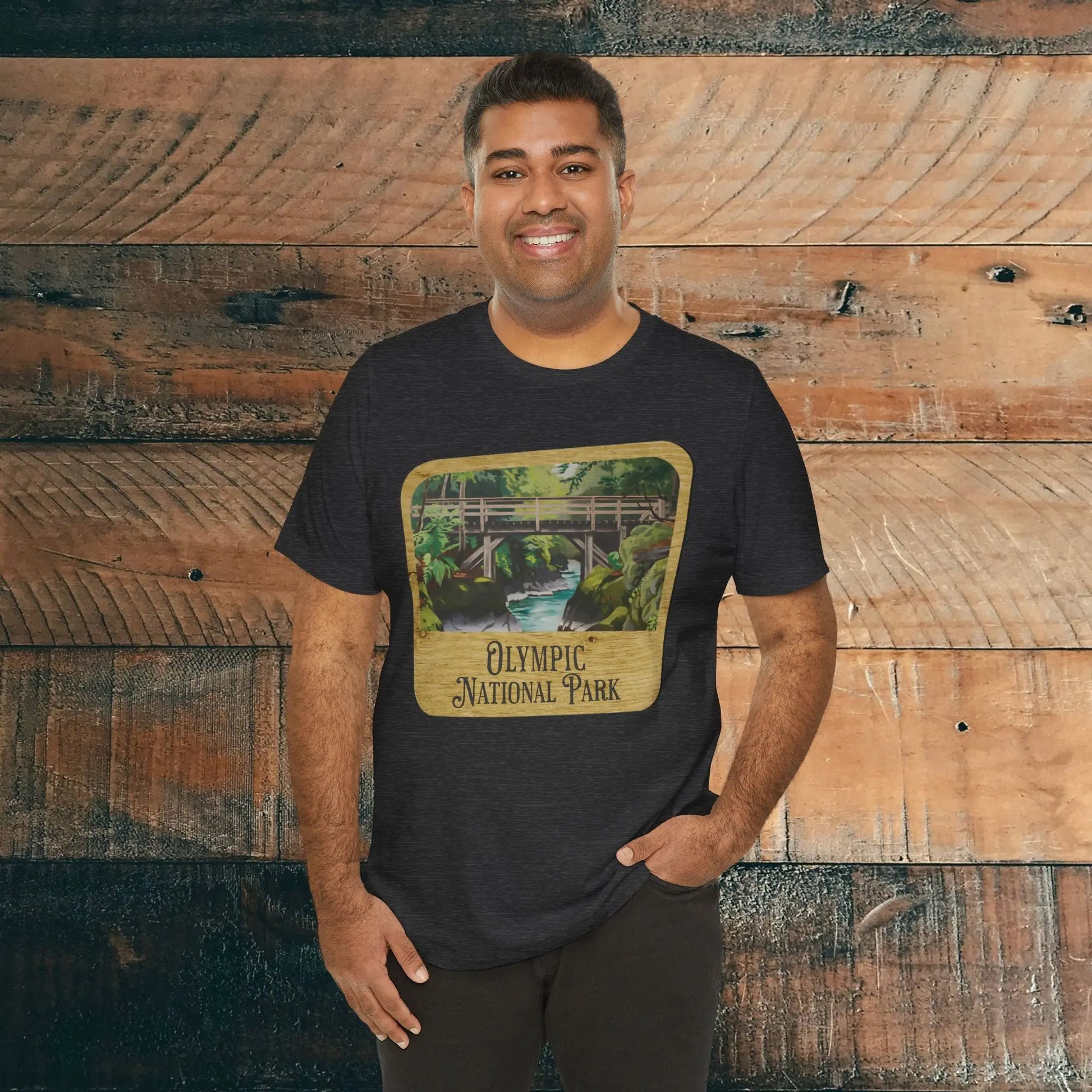 Olympic National Park Unisex Fit Short Sleeve T-Shirt Wood Sign - Park Service Apparel