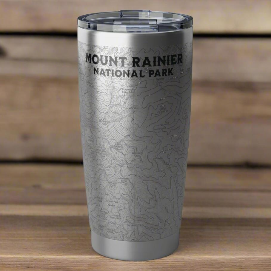 Mount Rainier Topographic Tumbler 20oz USGS National Park Map Print Printify