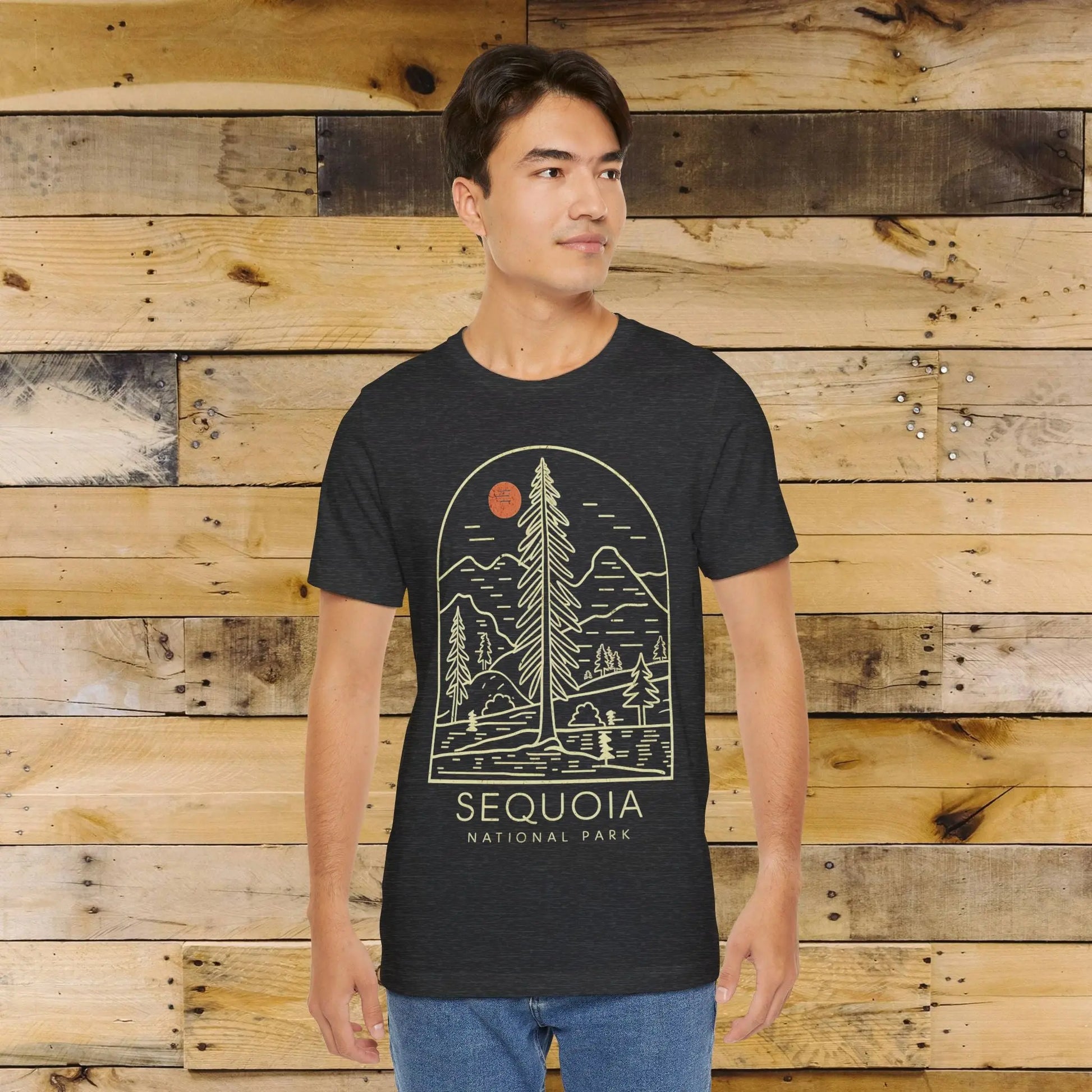 Sequoia National Park Unisex Fit Soft T-Shirt Big Tree Line Art - Park Service Apparel