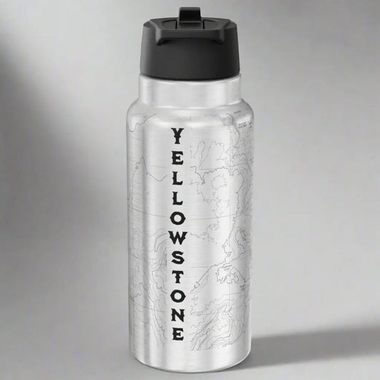 Yellowstone National Park Topographic Insulated Water Bottle Tumbler 32oz - Park Service Apparel