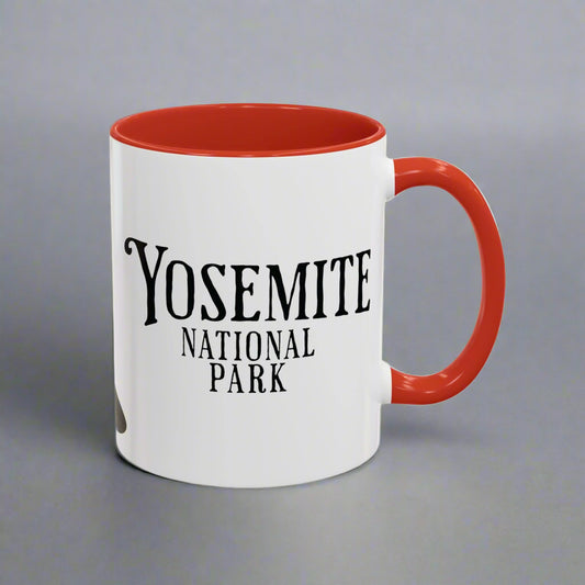 Yosemite National Park Colored Coffee Mug 11oz 15oz Colorful Mountain Cup Light Blue, Navy, Black, Pink, Red Printify