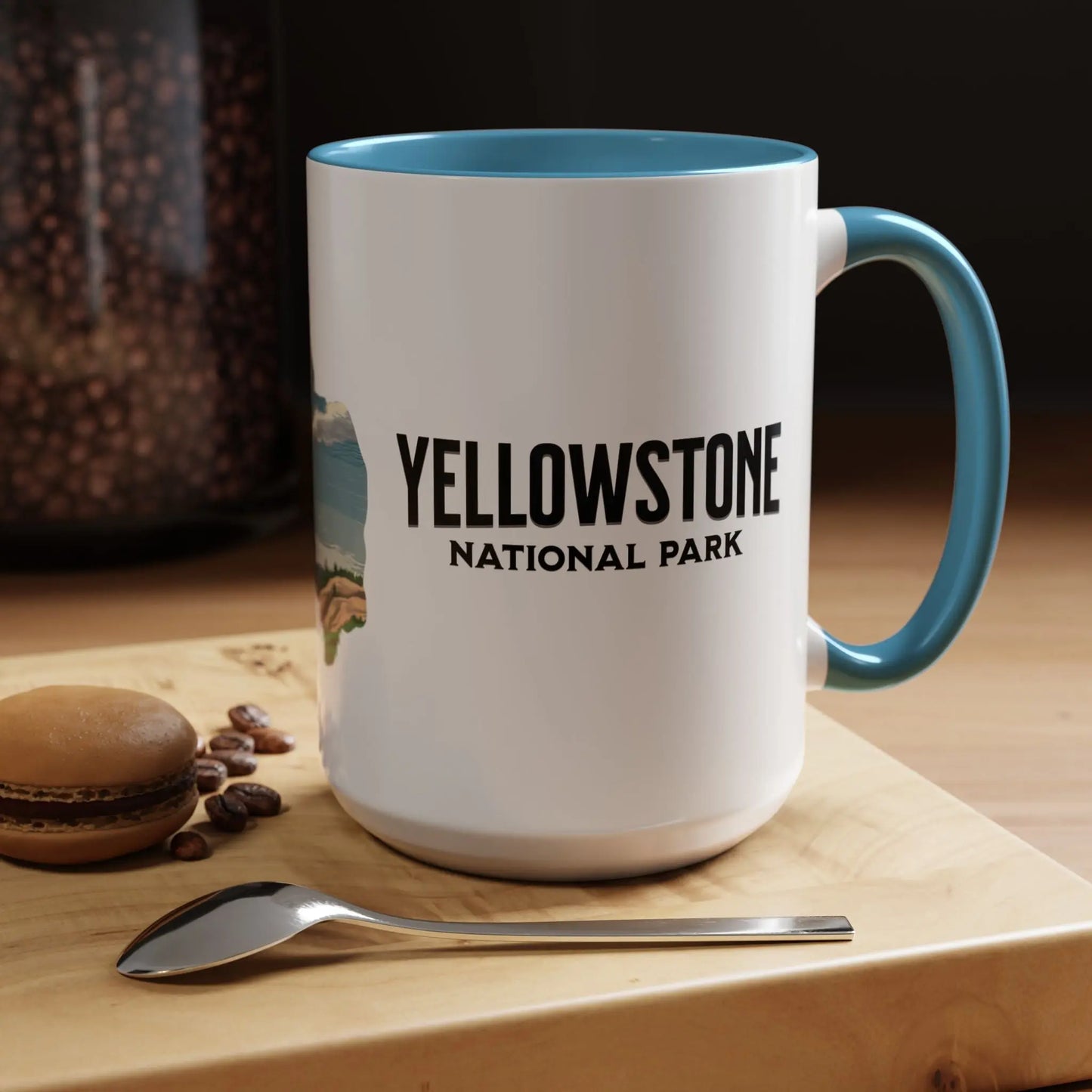 Yellowstone National Park Buffalo old Faithful Geyser Accent Coffee Mug 11oz 15oz Blue Black Pink Red - Park Service Apparel