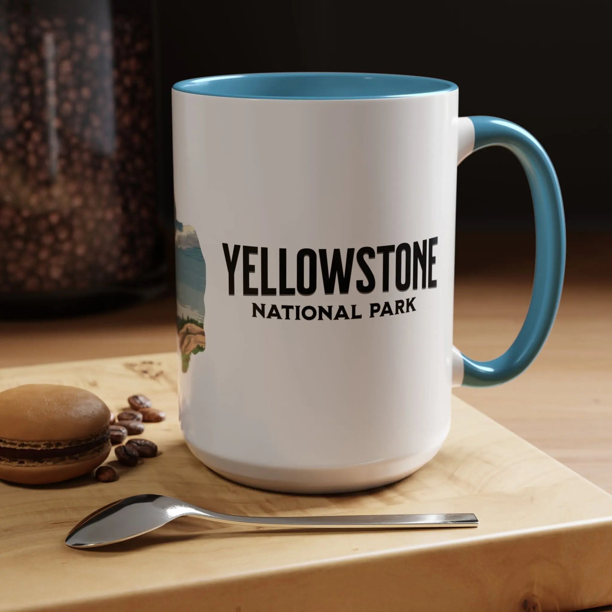 Yellowstone National Park Buffalo old Faithful Geyser Accent Coffee Mug 11oz 15oz Blue Black Pink Red - Park Service Apparel