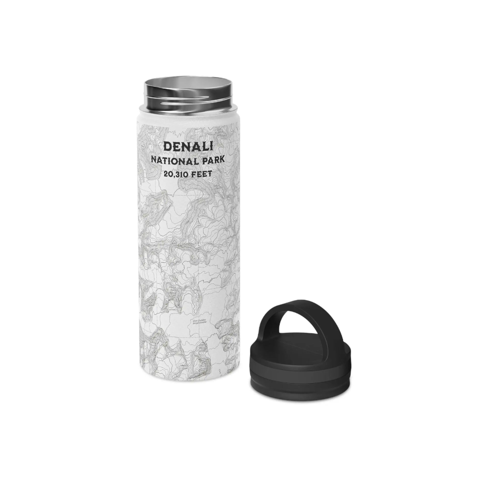 Denali National Park Topographic Stainless Steel Water Bottle Handle Lid Alaska 20,310 Ft. - Park Service Apparel