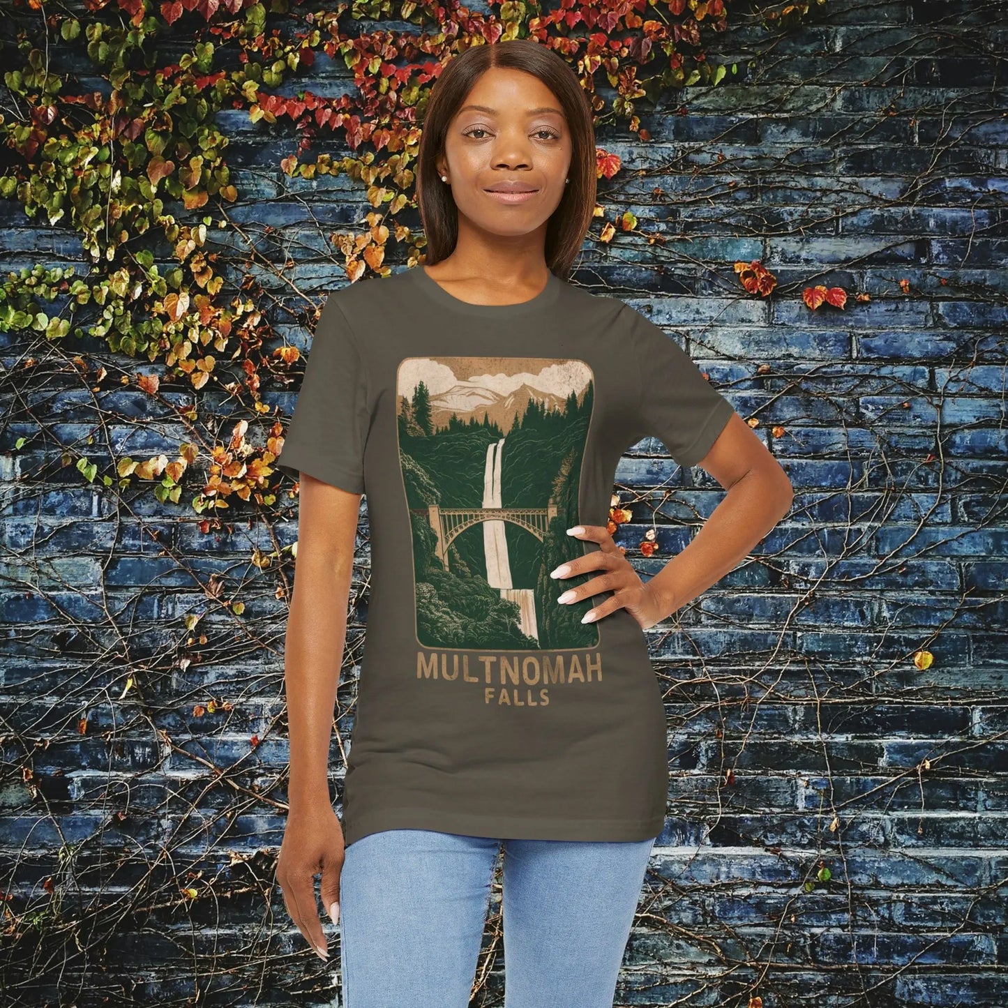 Multnomah Falls Oregon Unisex Fit Soft T-shirt Columbia River Gorge - Park Service Apparel