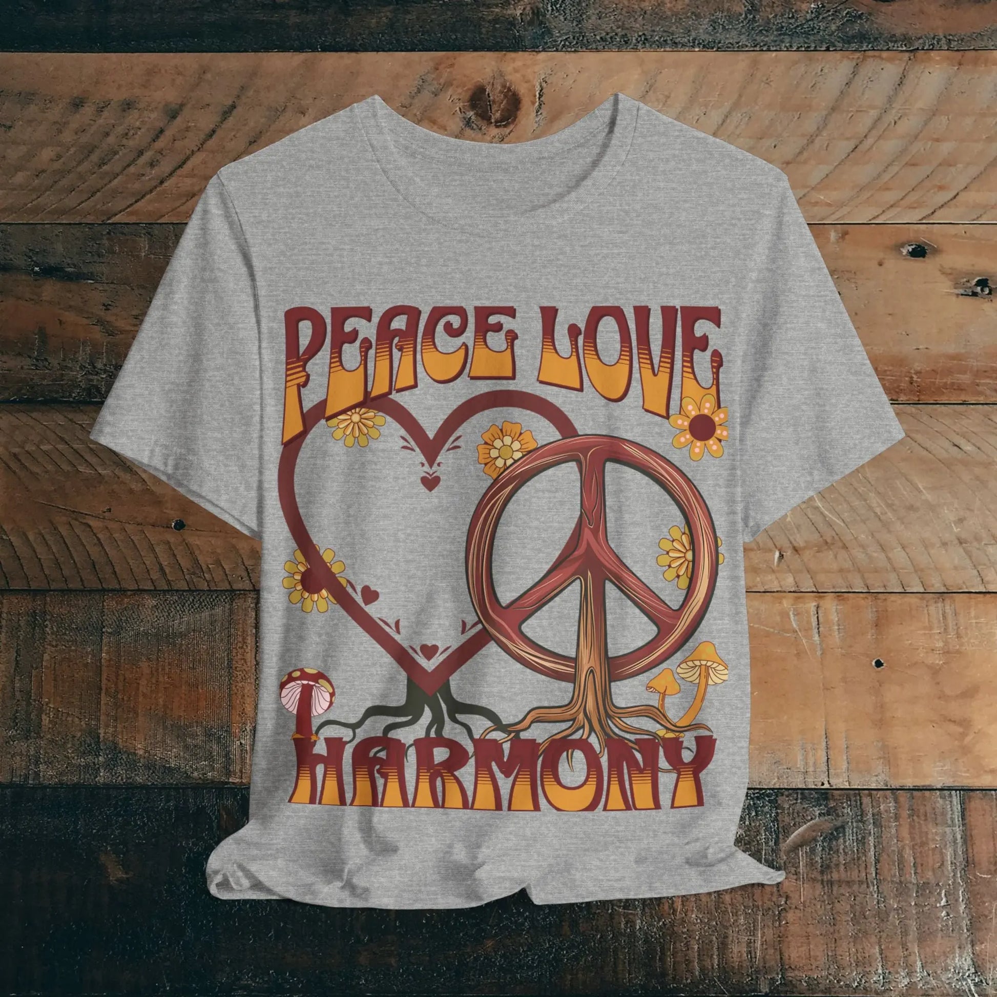 Peace Love Harmony Tree Unisex Soft Jersey Short Sleeve Garden Flowers T-Shirt Printify