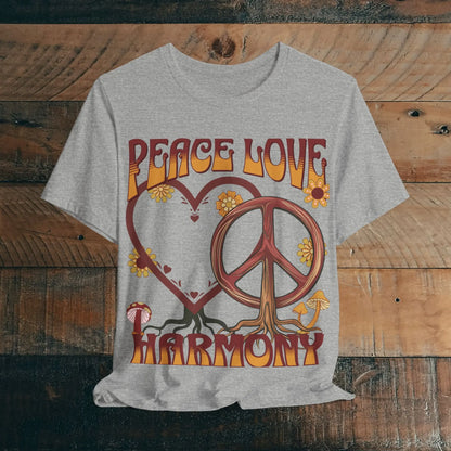 Peace Love Harmony Tree Unisex Soft Jersey Short Sleeve Garden Flowers T-Shirt Printify