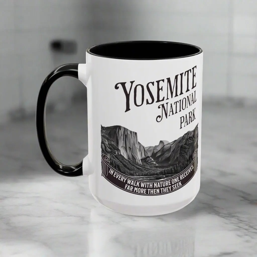 Yosemite National Park Coffee Mug 11oz 15oz Walk With Nature John Muir Quote Blue Black Pink Red - Park Service Apparel