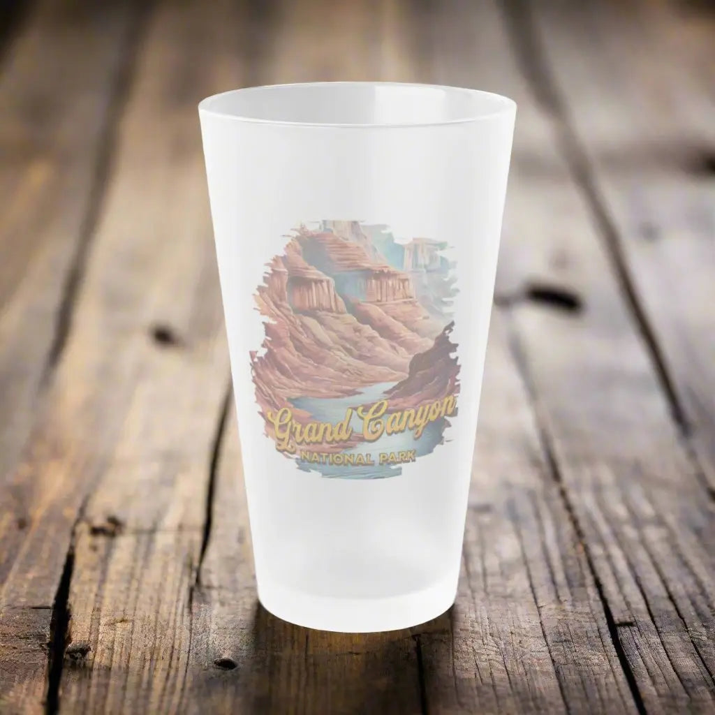 Grand Canyon National Park Frosted Pint Glass 16oz Distressed River Graphic - Park Service Apparel