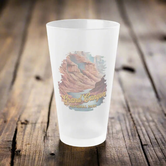 Grand Canyon National Park Frosted Pint Glass 16oz Distressed River Graphic - Park Service Apparel