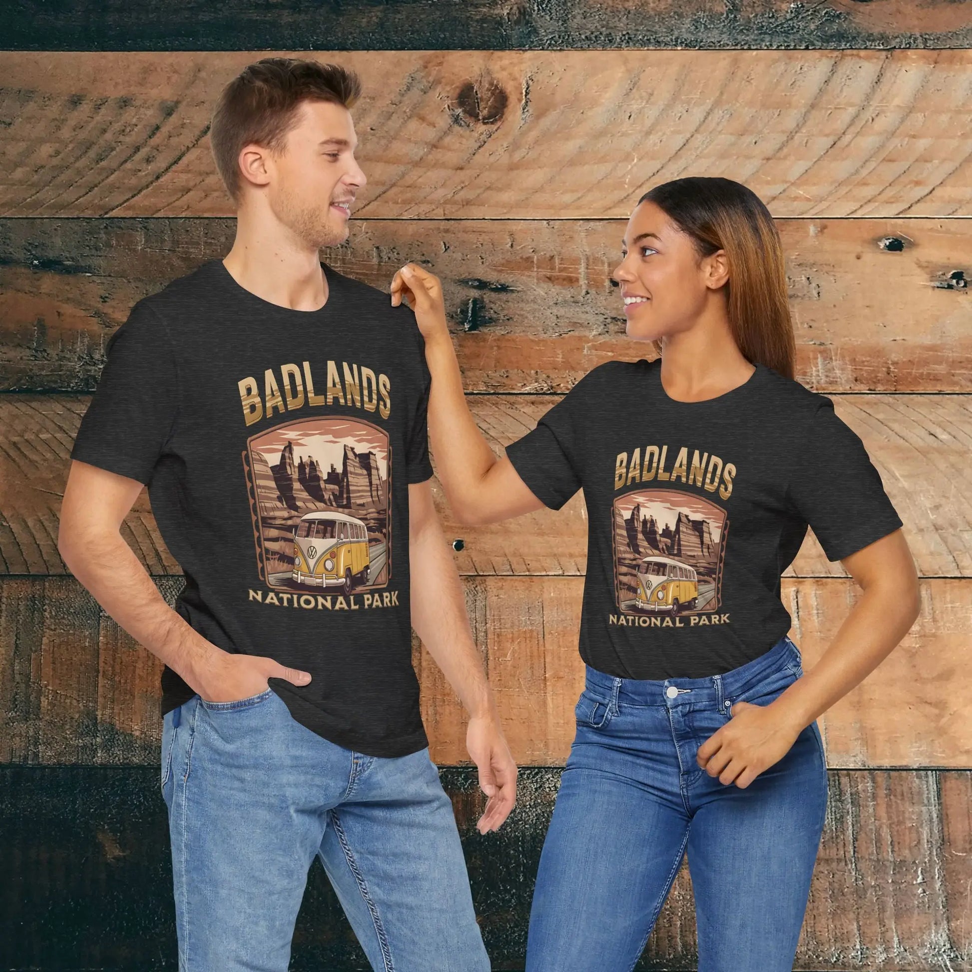 Badlands National ParkUnisex Fit Soft T-shirt Volkswagon Bus - Park Service Apparel