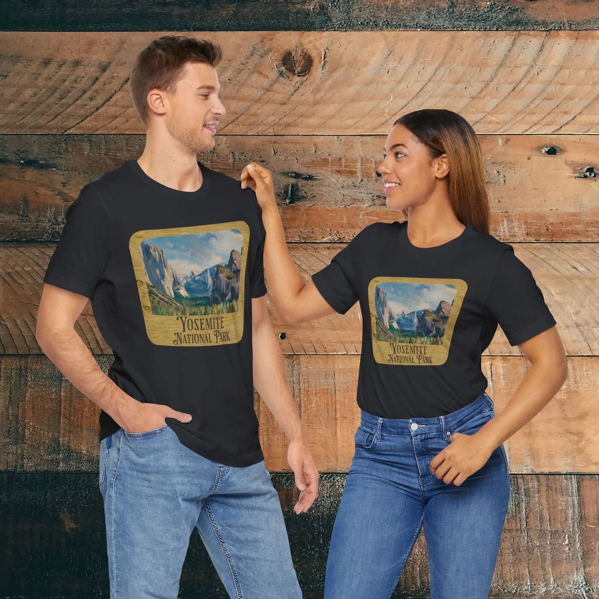 Yosemite National Park Unisex Fit Short Sleeve T-Shirt Wood Sign - Park Service Apparel