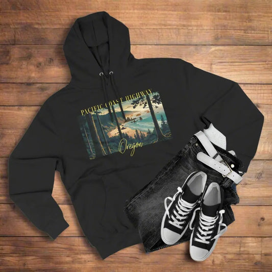 Pacific Coast Highway Oregon Shore Large Print Unisex Fit Fleece Hoodie Dark Colors - Park Service Apparel