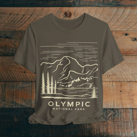 Olympic National Park Unisex Fit Soft T-Shirt Coastal Mountain Art - Park Service Apparel