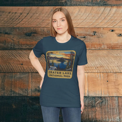 Crater Lake National Park Unisex Fit Short Sleeve T-Shirt Wood Sign - Park Service Apparel