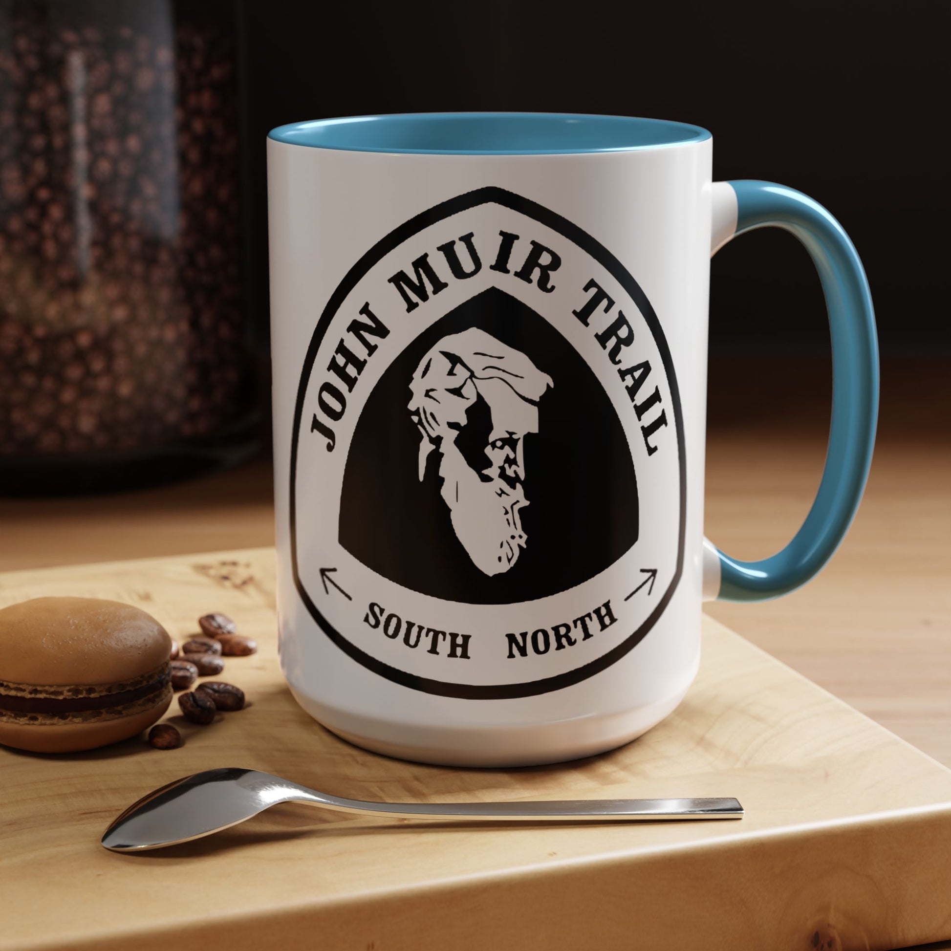 John Muir Trail Accent Coffee Mug 11oz 15oz National Scenic JMT Wood Mile Sign Printify