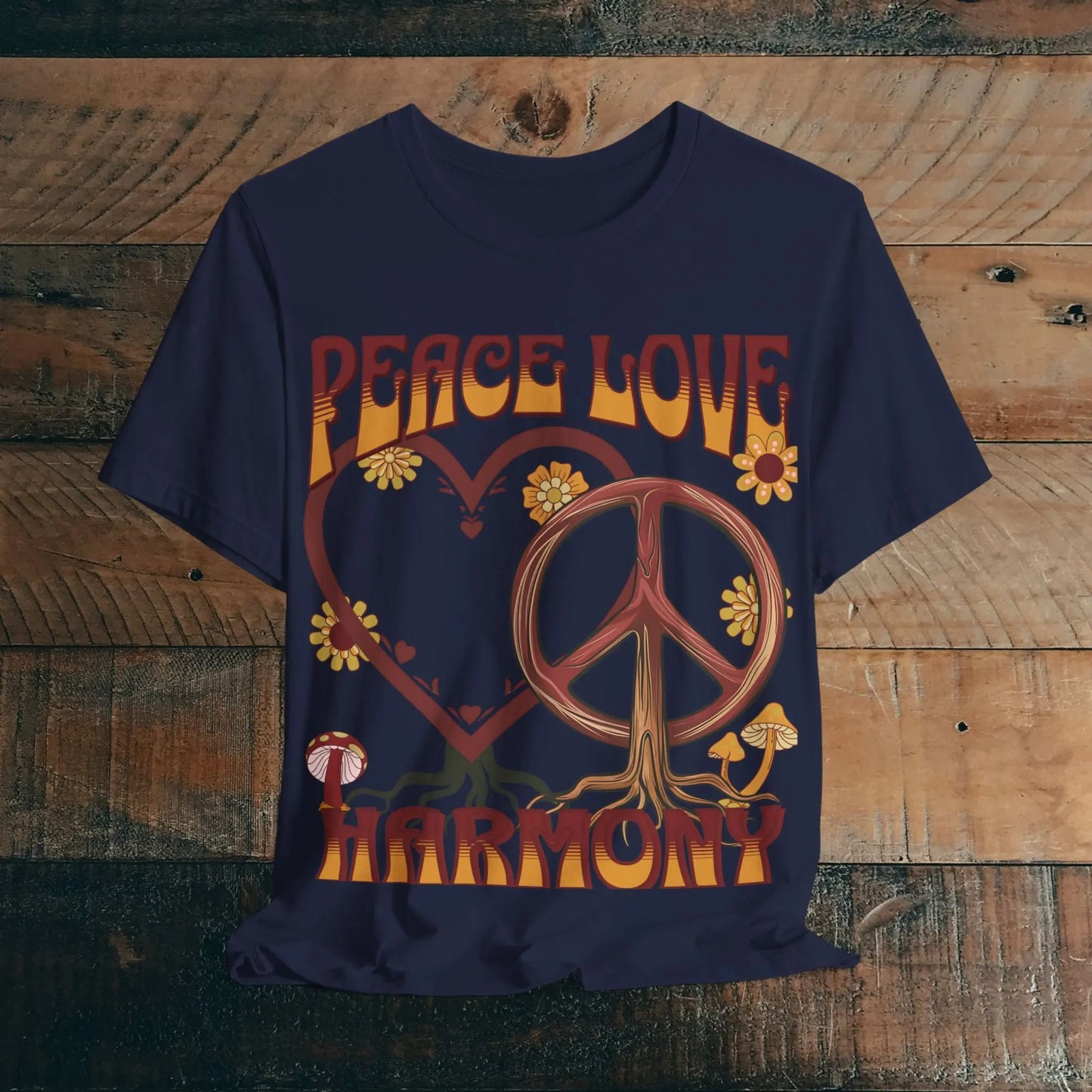 Peace Love Harmony Tree Unisex Soft Jersey Short Sleeve Garden Flowers T-Shirt Printify
