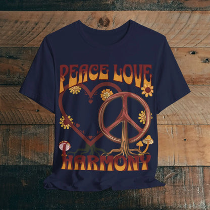 Peace Love Harmony Tree Unisex Soft Jersey Short Sleeve Garden Flowers T-Shirt Printify