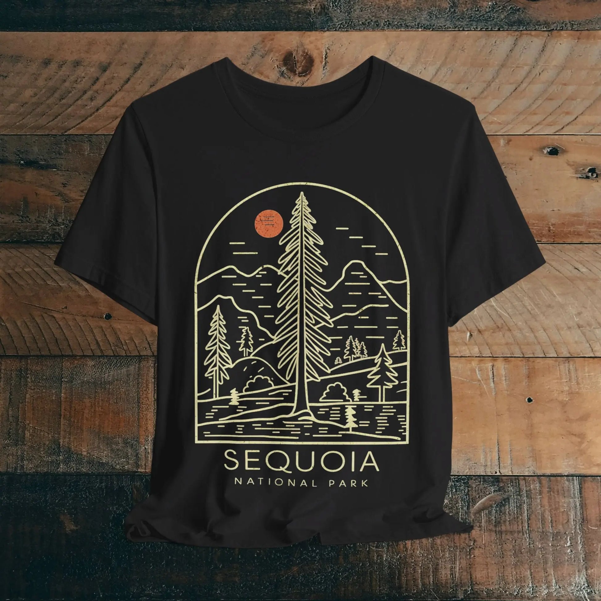 Sequoia National Park Unisex Fit Soft T-Shirt Big Tree Line Art - Park Service Apparel