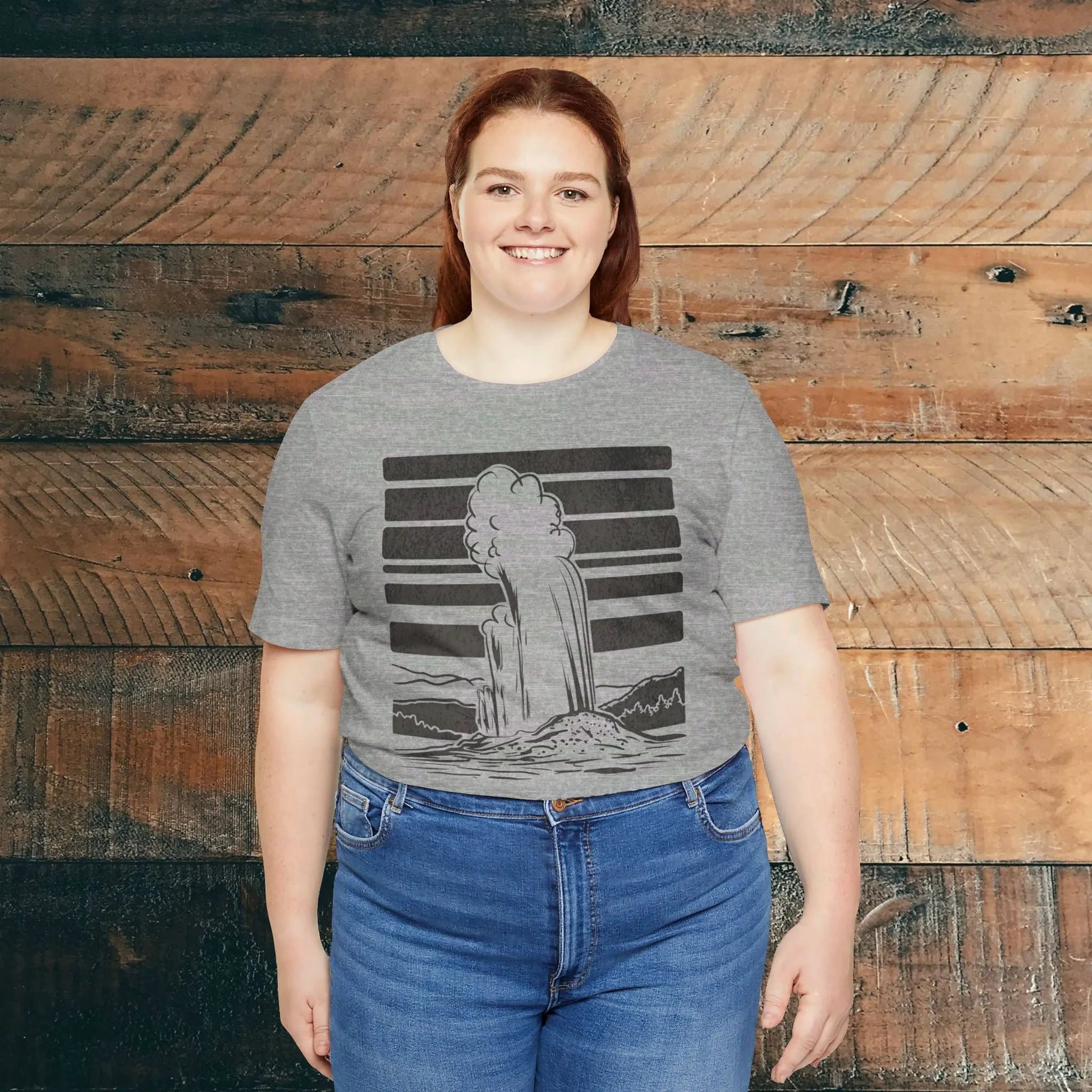 Yellowstone National Park Unisex Fit Soft T-Shirt Old Faithful Eruption Distressed - Park Service Apparel