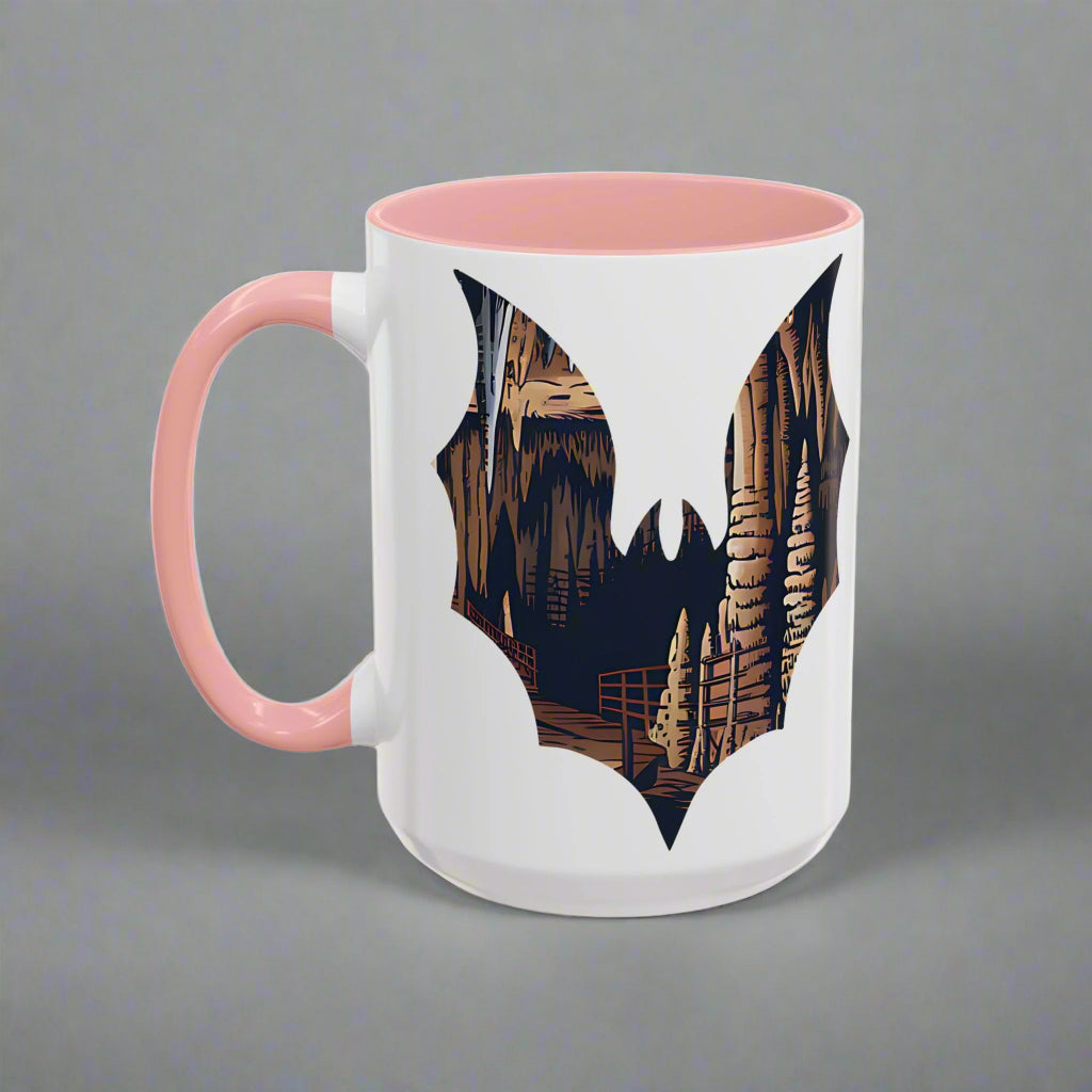 Carlsbad Caverns National Park Colored Coffee Mug 11oz 15oz Colorful Bat Cup Light Blue, Navy, Black, Pink, Red Printify