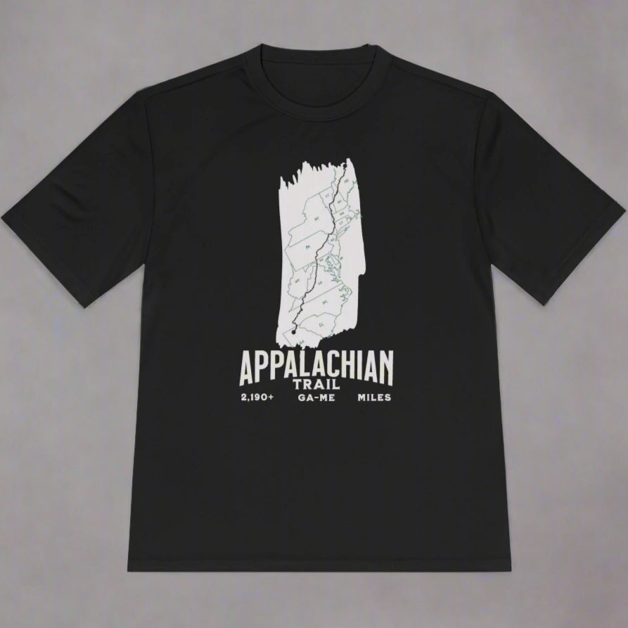 Appalachian Trail White Blaze Map Unisex Fit Sport Tech Performance T-shirt Printify