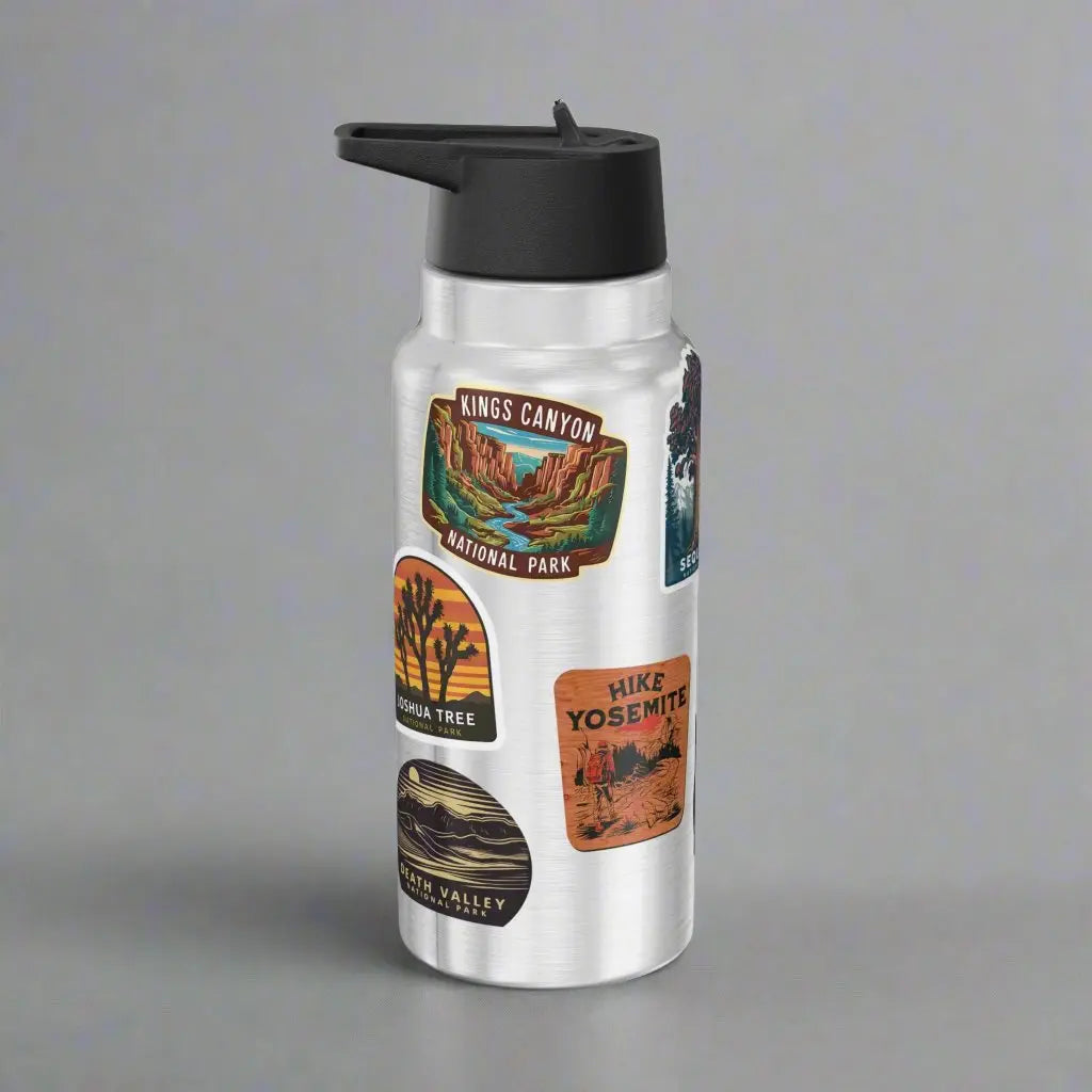 Custom California National Park Insulated Water Bottle  Sticker Style Tumbler 32oz Personalized - Park Service Apparel