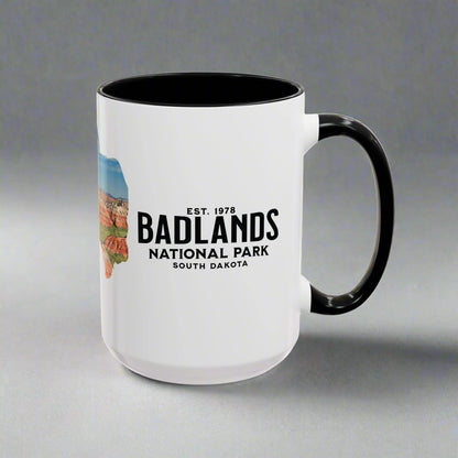 Badlands National Park Accent Coffee Mug 11oz 15oz South Dakota Buffalo Blue Black Pink Red Outdoor Inspired Printify