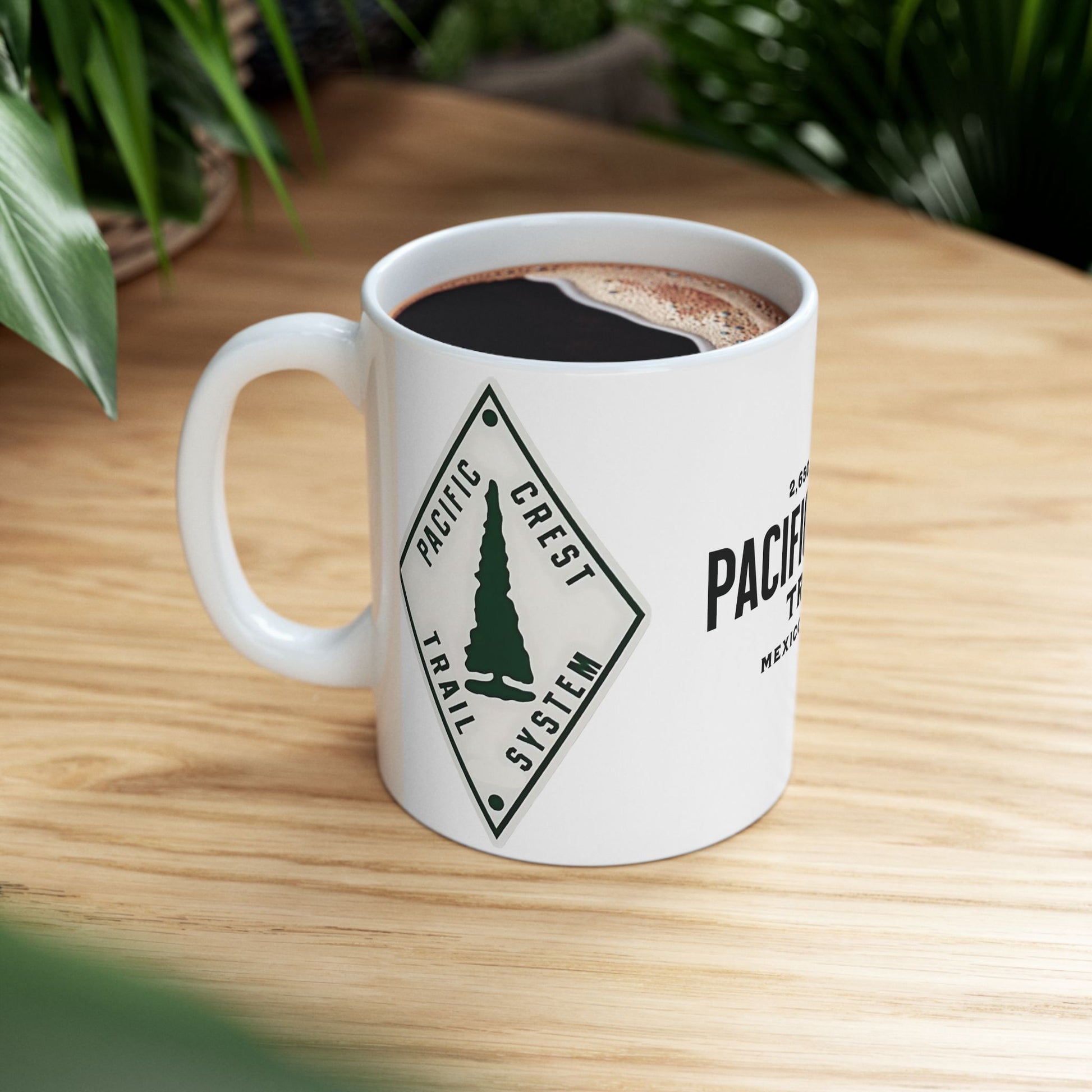 Pacific Crest Trail Classic Trail Marker Coffee Mug 11oz, 15oz Blue Black Pink Red Navy Mexico To Canada Map Printify