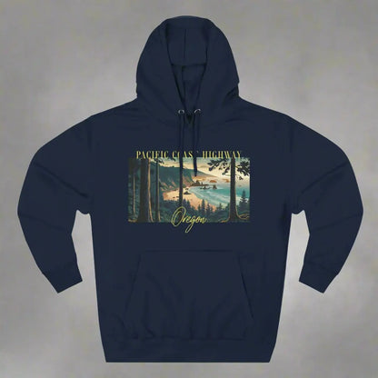 Pacific Coast Highway Oregon Shore Large Print Unisex Fit Fleece Hoodie Dark Colors - Park Service Apparel